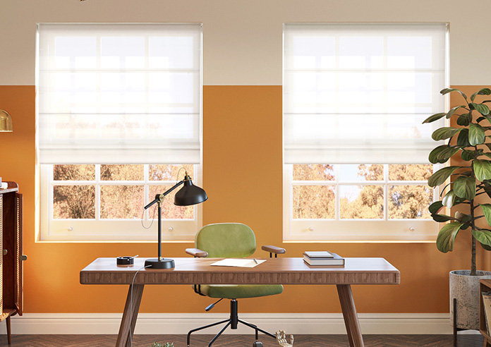 Pavia Voile, White Primrose - Motorised Roman Blind - Image 3